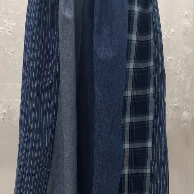 [BUNJANG] EPIORARE Striped Denim Check Mix-Match Skirt Pants Size 30 / EPIORARE  밴딩치마바지 30