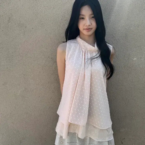 [BUNJANG] In N Yang In Harmony Halter Blouse - Peach / 새상품 인앤양인하모니 홀터 블라우스 피치