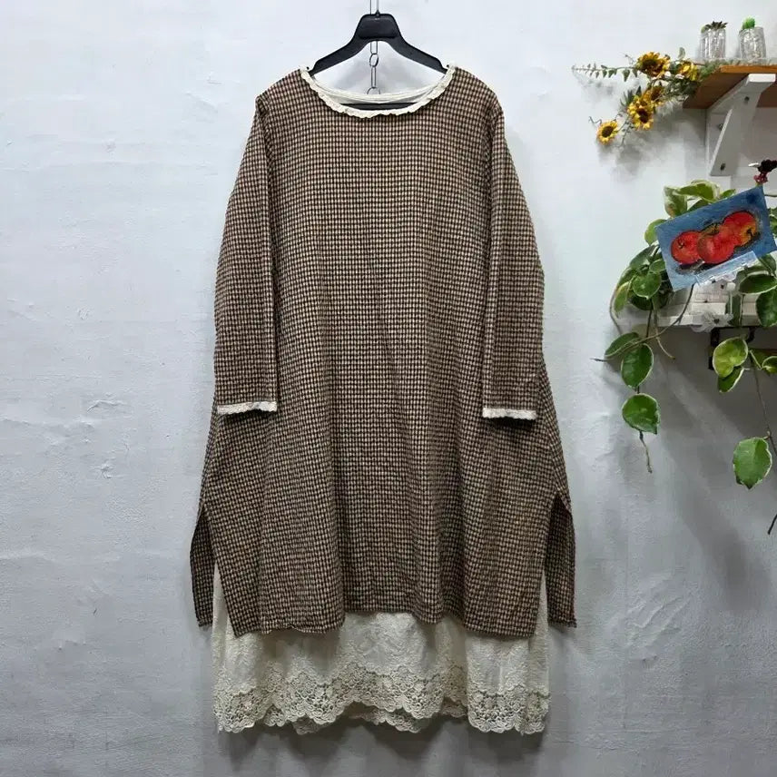 [BUNJANG] Check Pattern Lace Dress / 체크 패턴 레이스 원피스77