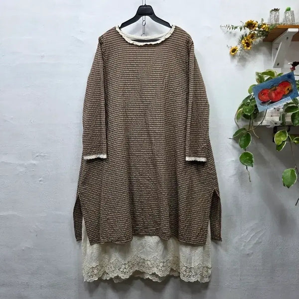 [BUNJANG] Check Pattern Lace Dress / 체크 패턴 레이스 원피스77