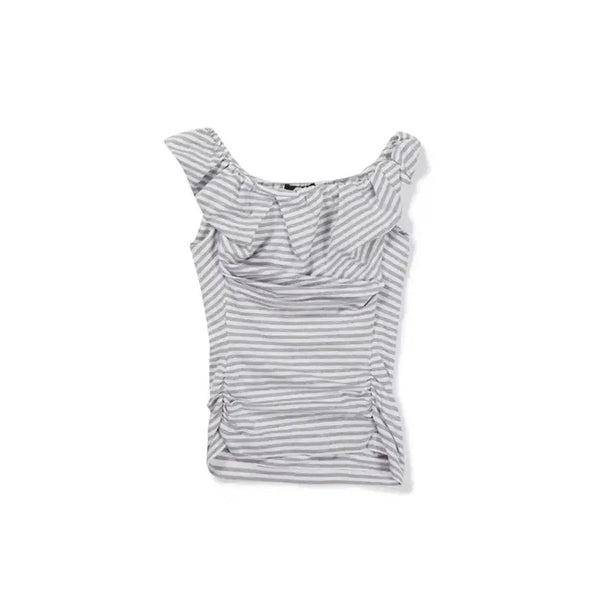 [BUNJANG] LCDCTM Stripe Off-Shoulder Top Mélange Grey MM / 새상품) 엘씨디씨티엠 스트라이프 오프 숄더 탑 멜란지 그레이 MM