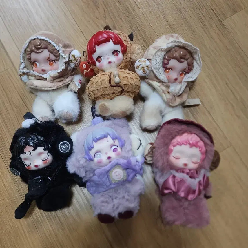 [BUNJANG] Skull Panda Figurine Keychain 6-Piece Set / 스컬판다 인형 키링 6종