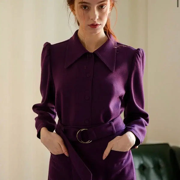 [BUNJANG] Illustris Illusion Purple Puff Blouse & Skirt Set / 일루스트리스 일루전 퍼플 퍼프 블라우스, 퍼플 스커트 셋업