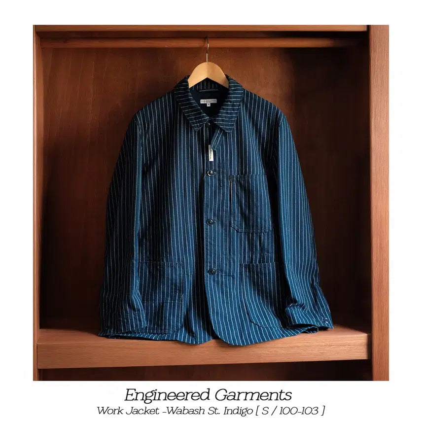 [BUNJANG] Engineered Garments Wabash Stripe Work Jacket Indigo / 엔지니어드가먼츠 와바시 워크 자켓 커버올 S(100-103)사이즈