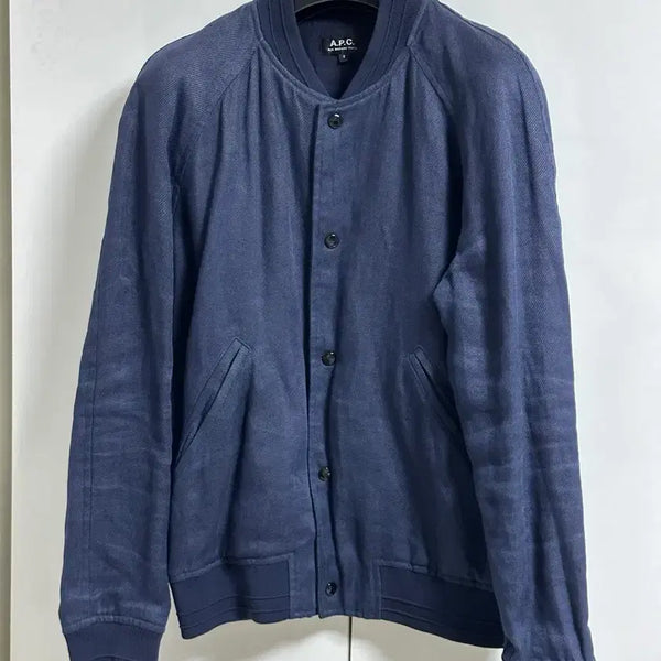 [BUNJANG] A.P.C. Navy Linen Bomber Jacket S / A.P.C. 네이비 린넨 봄버 자켓 S