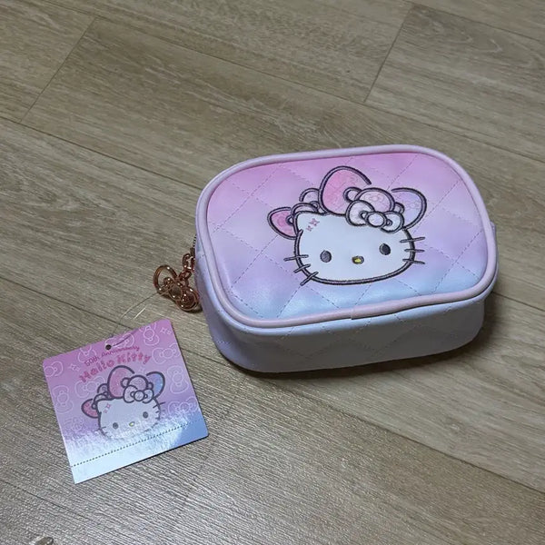 [BUNJANG] Hello Kitty 50th Anniversary Quilted Pouch Pink / 헬로키티 50주년 기념 파우치 핑크