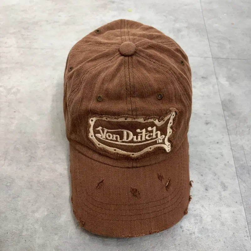 [BUNJANG] Vintage Bonderch Y2K Distressed Ball Cap Hat - Brown / FREE 빈티지 본더치 Y2K 데미지 볼캡 모자 브라운