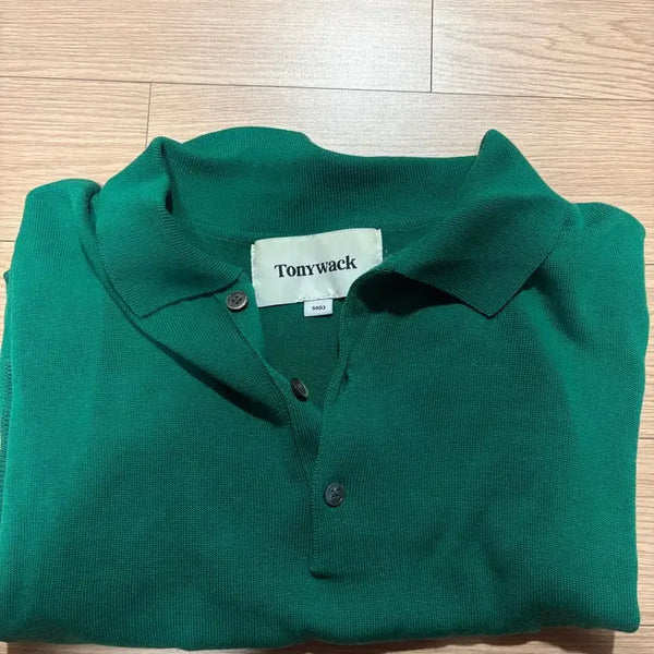 [BUNJANG] Toniewek Knit Collar T-Shirt Green XL / 토니웩 니트 카라티 그린