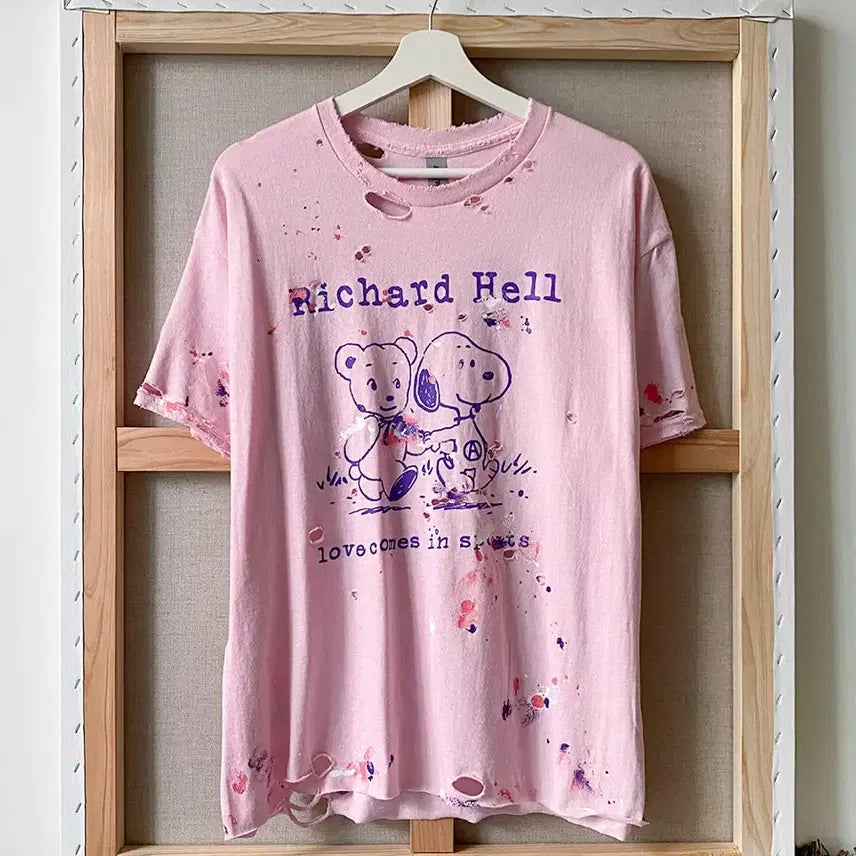 [BUNJANG] Richard Hell Distressed Painted T-Shirt / Richard Hell 디스트로이드 페인팅 반팔티