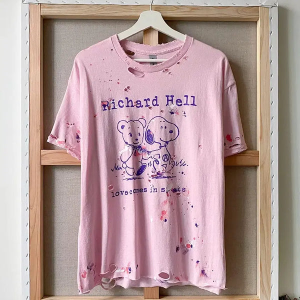 [BUNJANG] Richard Hell Distressed Painted T-Shirt / Richard Hell 디스트로이드 페인팅 반팔티
