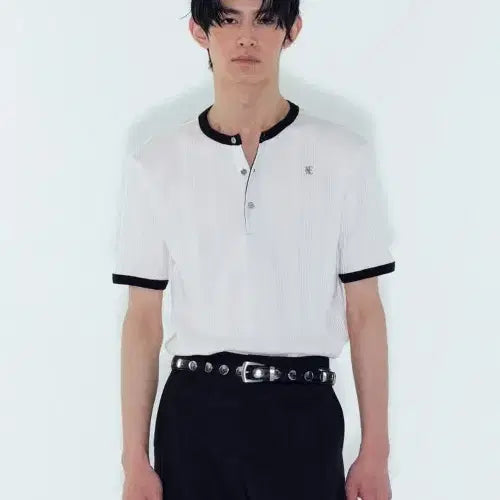 [BUNJANG] Nois 26ss Henry Neck Short Sleeve T-Shirt / 노이스 26ss 헨리넥 반팔 티셔츠 팝니다
