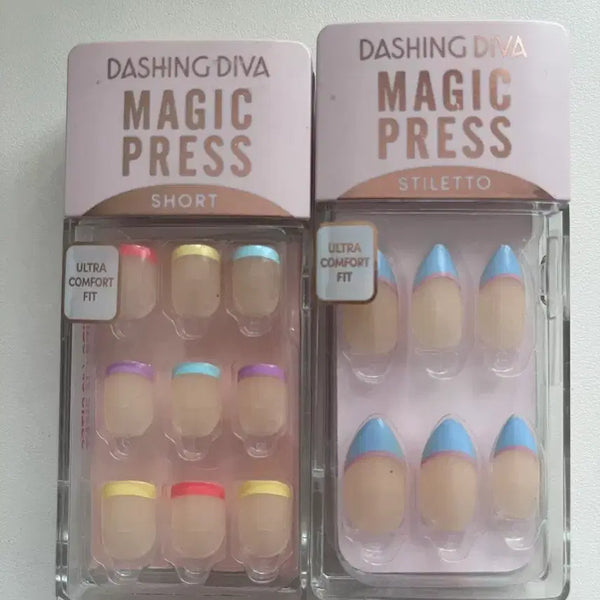 [BUNJANG] Dashing Diva Magic Press Stiletto & Short French Design Nail Tips Set / 대싱디바 매직프레스 스틸레토 / 쇼트 네일 팁