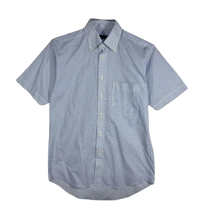[BUNJANG] Blue Striped Short-Sleeve Shirt / 블루 스프라이트 반팔 셔츠 [M]클래식 오피스룩 남방