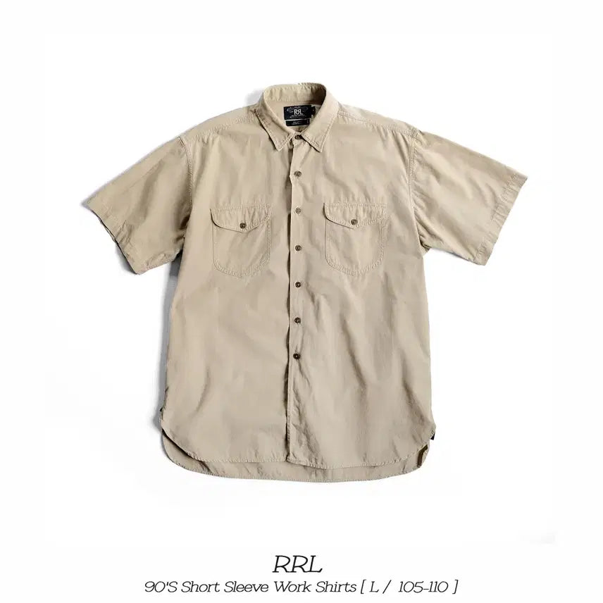 [BUNJANG] RRL 90s Beige Short Sleeve Work Shirt Size L / RRL 90S 더블알엘 반팔 워크셔츠 베이지 L(105-110)사이즈