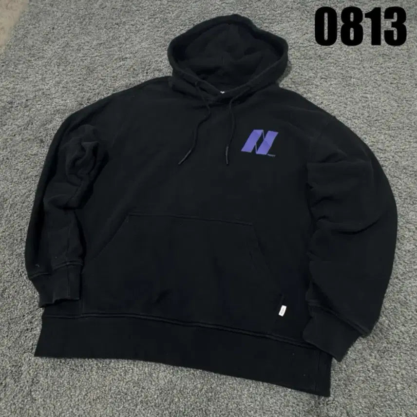 [BUNJANG] NERDY Black Hoodie with Purple Logo / 널디 후드티 블랙