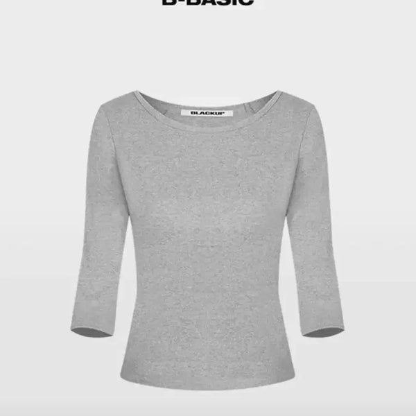 [BUNJANG] Black Up 7-Sleeve T-Shirt Gray / 블랙업 7부 티 그레이 새거