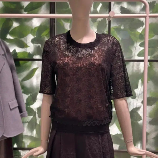 [BUNJANG] DUEL Black Lace Blouse 66 / (새상품) 듀엘 블랙 레이스 블라우스 66