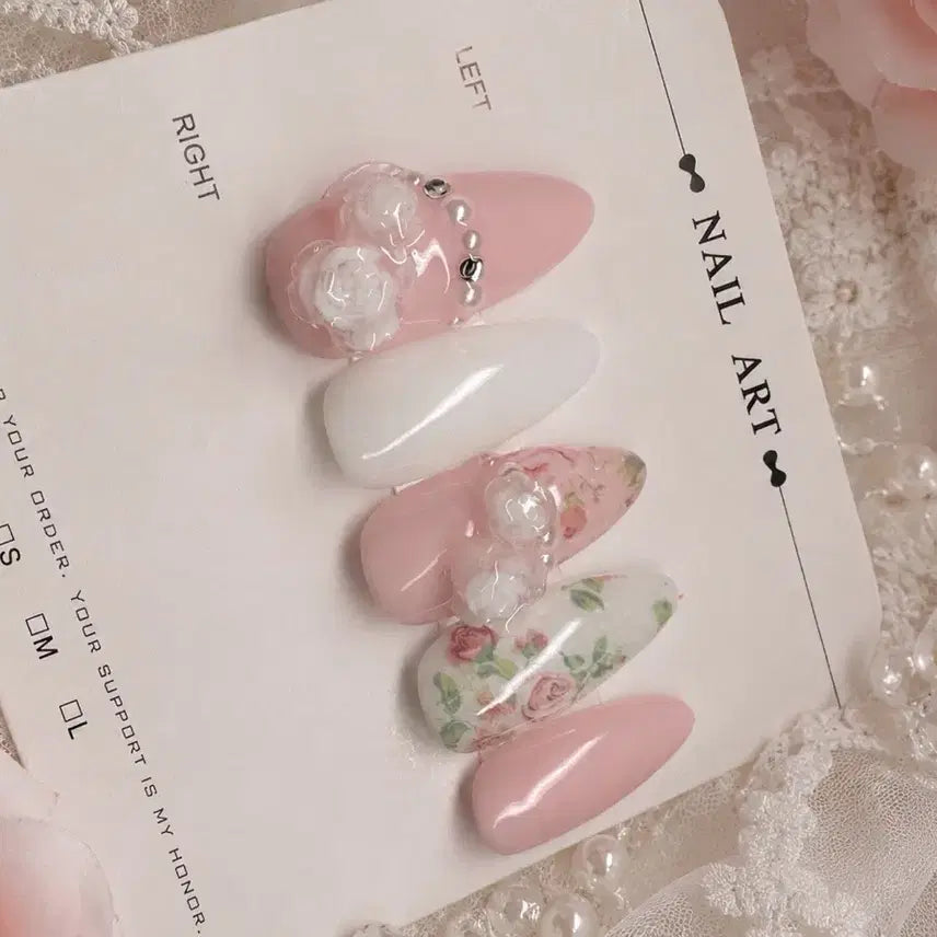 [BUNJANG] Rose Design Nail Tips Set / 장미네일팁
