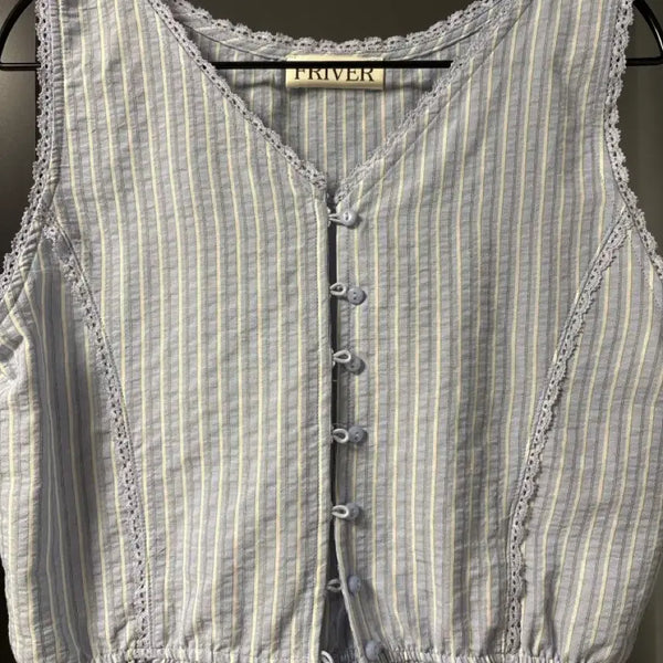 [BUNJANG] Friver V-neck Lace Sleeveless Blouse / Friver V-neck lace sleeveless blouse