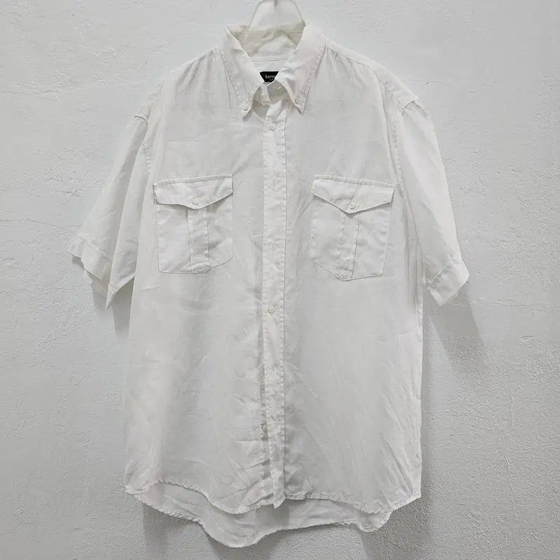 [BUNJANG] Bernardi Italy Men's Linen Short Sleeve T-Shirt L White / BERNARDI ITALY 반팔 티 남 L J6401