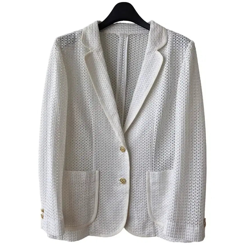 [BUNJANG] White Knit Jacket / 55/화이트 뜨개 자켓