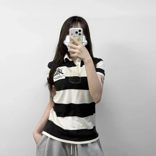 [BUNJANG] Polo Ralph Lauren RL21 Striped Rugby Polo Shirt - Size L / 폴로 랄프로렌 RL21 스트라이프 럭비 카라티