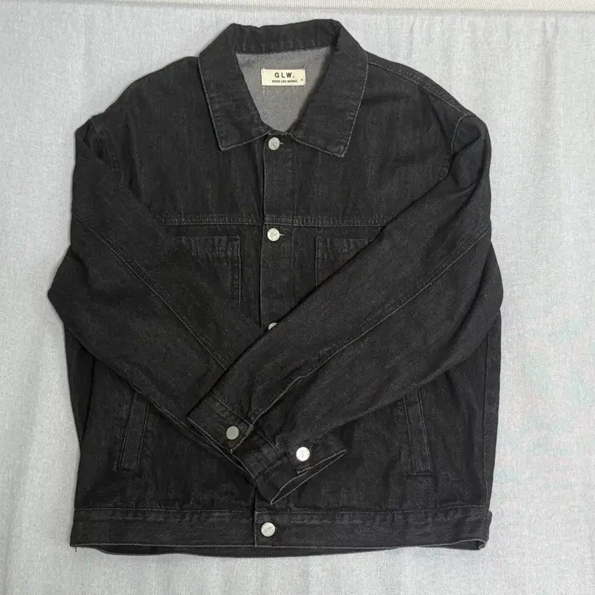 [BUNJANG] GLW Oversized Washed Denim Trucker Jacket Black / GLW 오버사이즈 워시드 데님 트러커 자켓 블랙 S