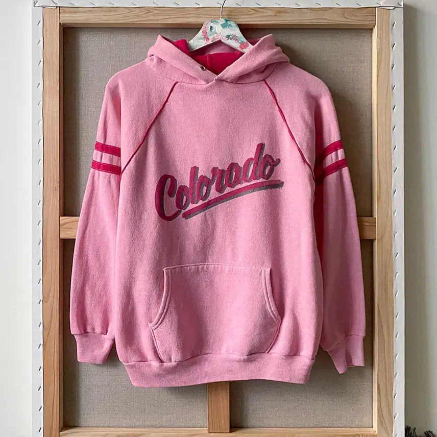 [BUNJANG] 80s Vintage Hand-Dyed Pink Hooded Sweatshirt / 80s 빈티지 다잉 핑크 후드티