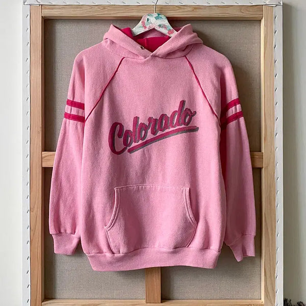 [BUNJANG] 80s Vintage Hand-Dyed Pink Hooded Sweatshirt / 80s 빈티지 다잉 핑크 후드티