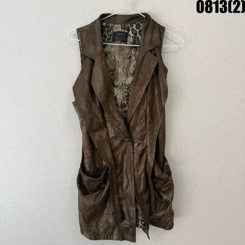 [BUNJANG] JOONEE Hooded Leather Vest Brown M / JOONEE 후드 레더 베스트 브라운 M