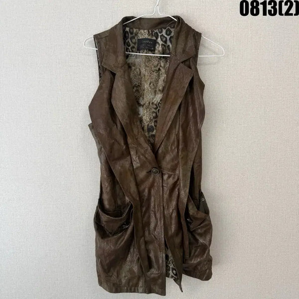 [BUNJANG] JOONEE Hooded Leather Vest Brown M / JOONEE 후드 레더 베스트 브라운 M
