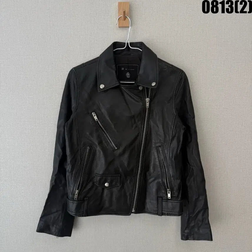 [BUNJANG] It MICHAA Leather Rider Jacket Black / 잇미샤 가죽 라이더 자켓 블랙 82-88-160