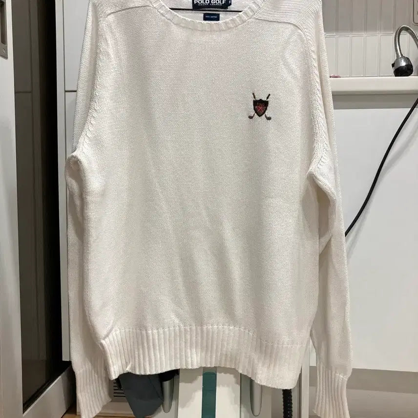 [BUNJANG] Polo Golf Crewneck Knit White / 폴로 골프 라운드넥 니트 화이트