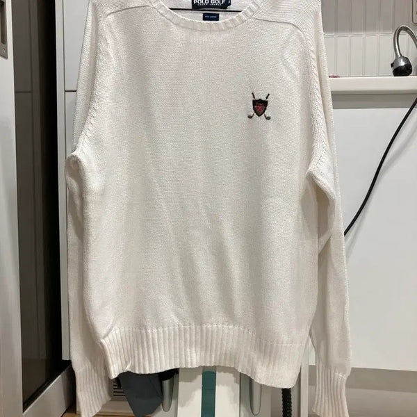 [BUNJANG] Polo Golf Crewneck Knit White / 폴로 골프 라운드넥 니트 화이트