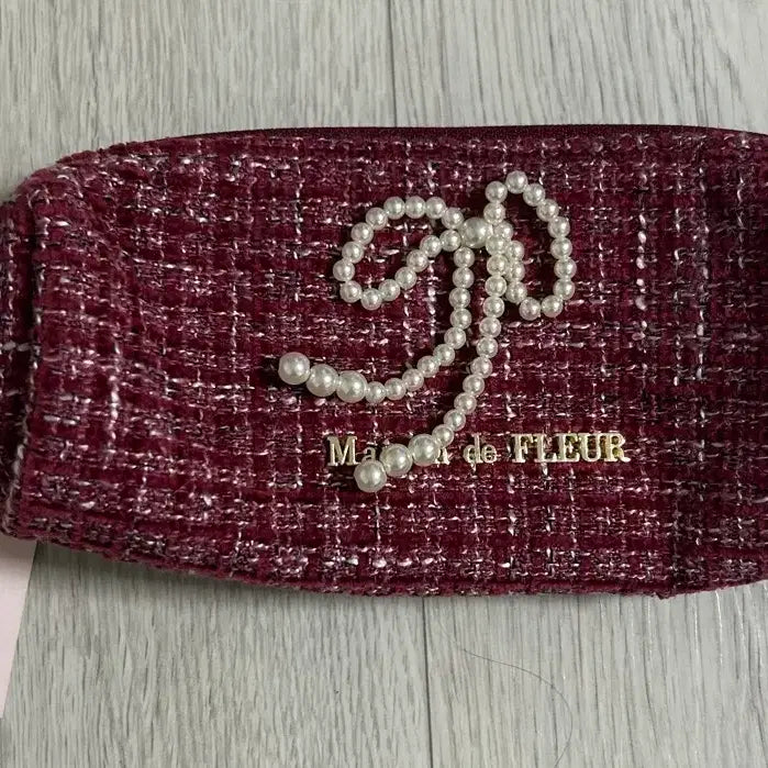 [BUNJANG] Maison de FLEUR Ribbon Pencil Case Pouch - Red Wine / 메종드플뢰르 필통 펜케이스 파우치 리본 지뢰계 양산형 레드 와인
