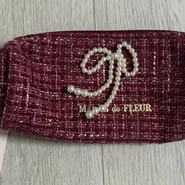 [BUNJANG] Maison de FLEUR Ribbon Pencil Case Pouch - Red Wine / 메종드플뢰르 필통 펜케이스 파우치 리본 지뢰계 양산형 레드 와인