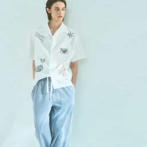 [BUNJANG] System Homme Embroidered Open Collar Shirt / 시스템옴므 오픈카라 자수 셔츠 팝니다