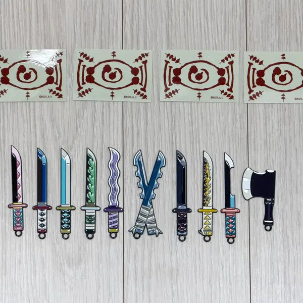 [BUNJANG] Demon Slayer Nichirin Blade Keychain Bundle Set (10 pcs) / 귀멸의칼날 일륜도 키링 10개 일괄 메가박스