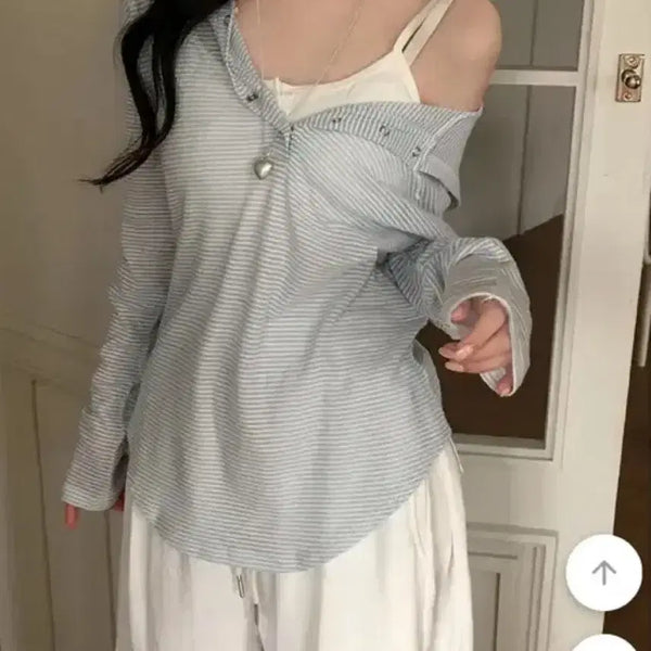 [BUNJANG] Sheer Hooded Long Sleeve T-Shirt / 시스루 후드 긴팔티