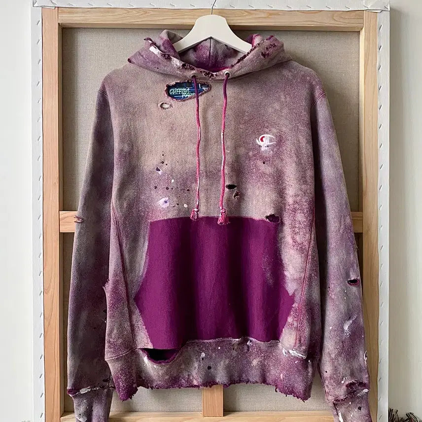 [BUNJANG] Champion Reverse Weave Graffiti Destroyed Painted Hoodie / 챔피온 리버스위브 그래피티 디스트로이드 페인팅 후드티