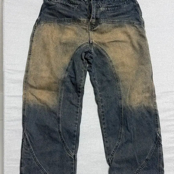 [BUNJANG] Trillion Line Washing Balloon Fit Denim Pants / 트릴리온 라인 워싱 벌룬핏 데님 팬츠
