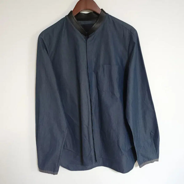 [BUNJANG] Jun Ji Men's Lambskin Collar Shirt / H83 준지 남성 양가죽 카라 남자 셔츠