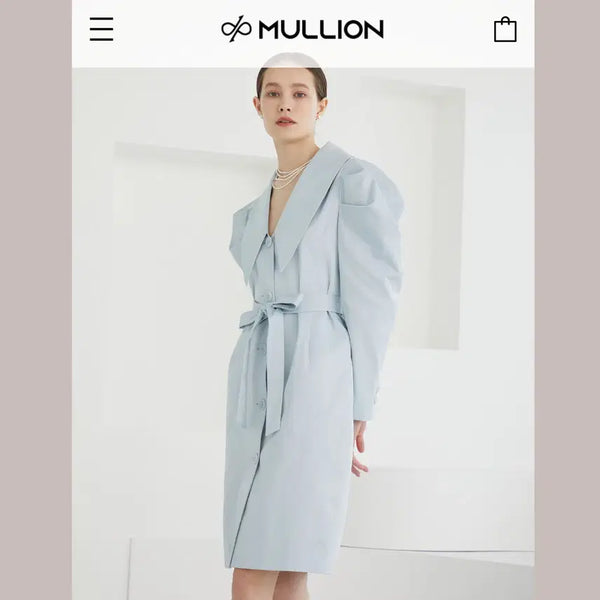 [BUNJANG] Mullion One-Piece Trench Coat - Sky Blue / 멀리온(MULLION) 원피스&트렌치코트 55-66 새상품