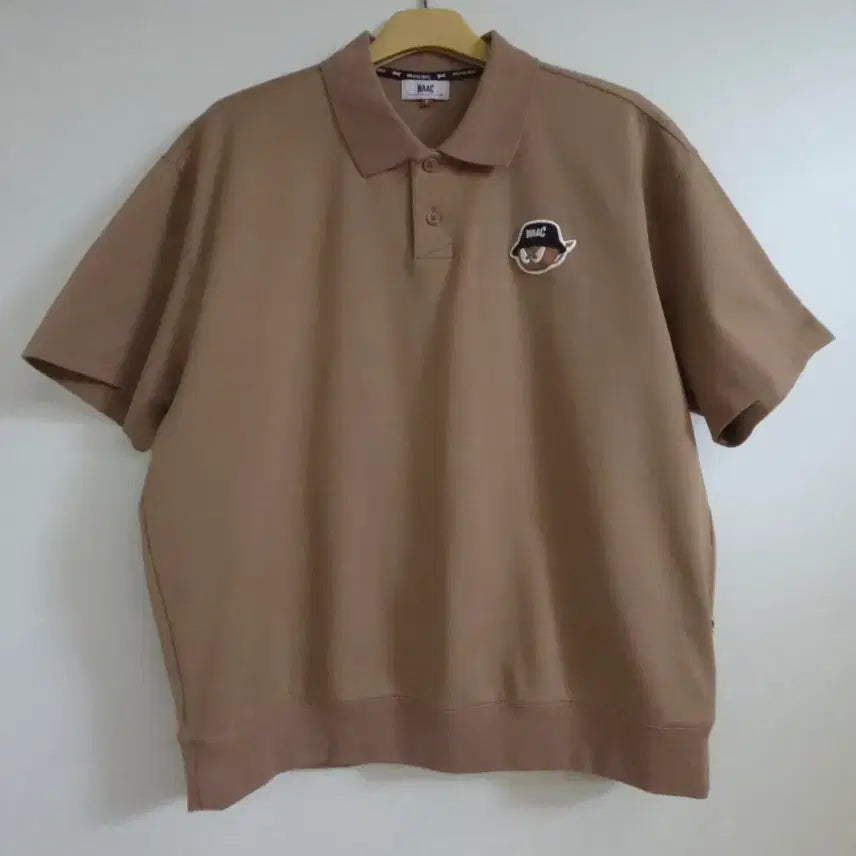 [BUNJANG] WAAC Men's Oversized Fit Short Sleeve Polo T-Shirt Beige Brown Size 3 / WAAC 왁 골프 남성 오버핏 반팔 카라티셔츠
