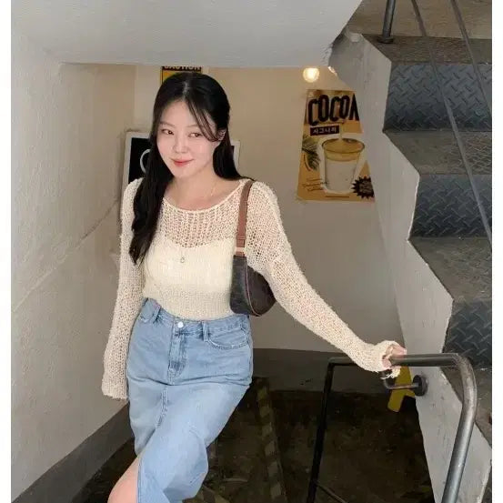 [BUNJANG] WB Net Knit Sweater / 새상품)더블유비 그물 니트