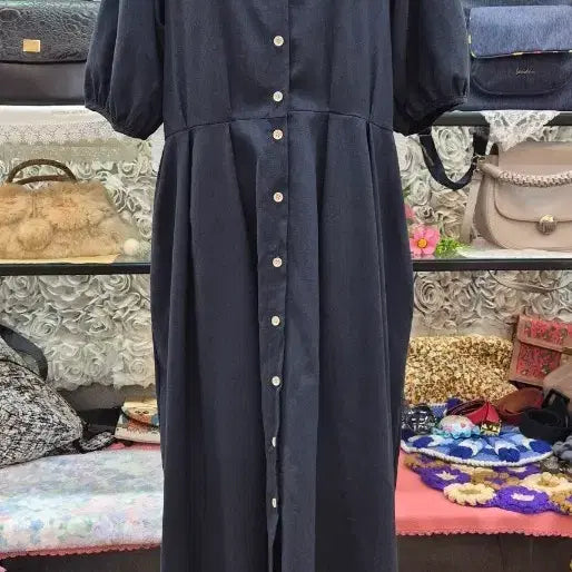 [BUNJANG] Pinched-Tuck Long Dress / 면 혼방 핀턱 롱원피스 66 77