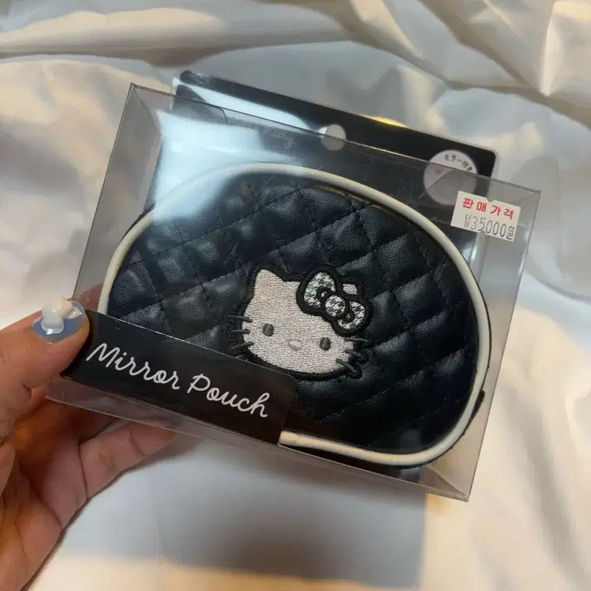 [BUNJANG] Hello Kitty Quilting Mirror Pouch - Black / 헬로키티 퀼팅 거울 파우치 블랙