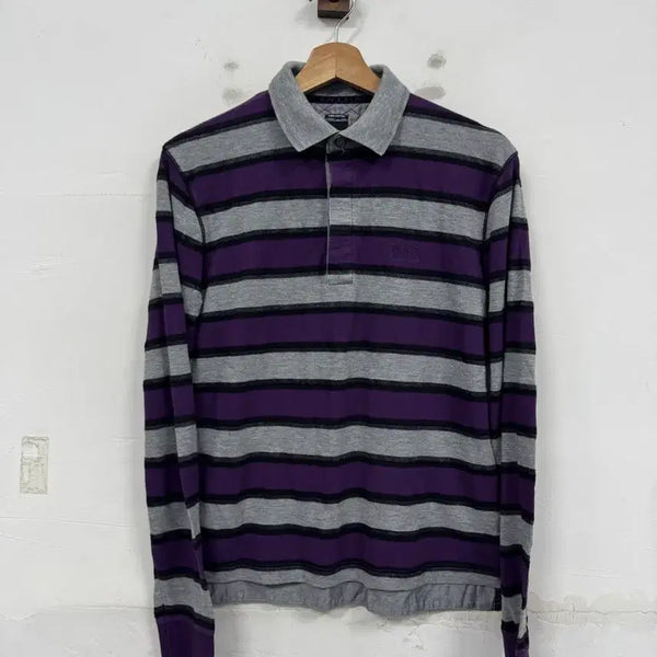[BUNJANG] Hugo Boss Striped Long Sleeve Polo Shirt / (S)휴고보스 스트라이프 긴팔 카라티