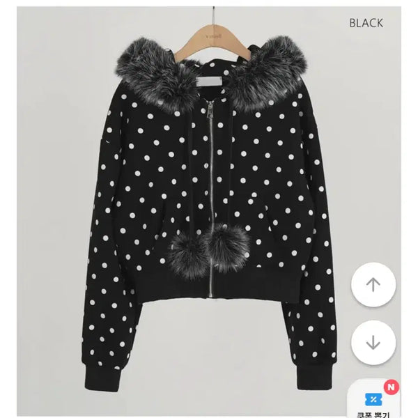 [BUNJANG] Ablie Dot Hooded Zip-Up New Arrival / 에이블리 도트 후드집업 새상품