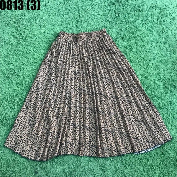 [BUNJANG] Leopard Pattern Pleated Long Skirt / 레오파드 패턴 플리츠 롱스커트 F 8/13